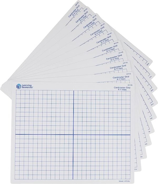 Learning Resources 9"x 11" Double Sided X-Y Axis Dry Erase Mats, Graphing, Math Classroom Accessories, Teaching Aids, Set of 10, Ages 6+